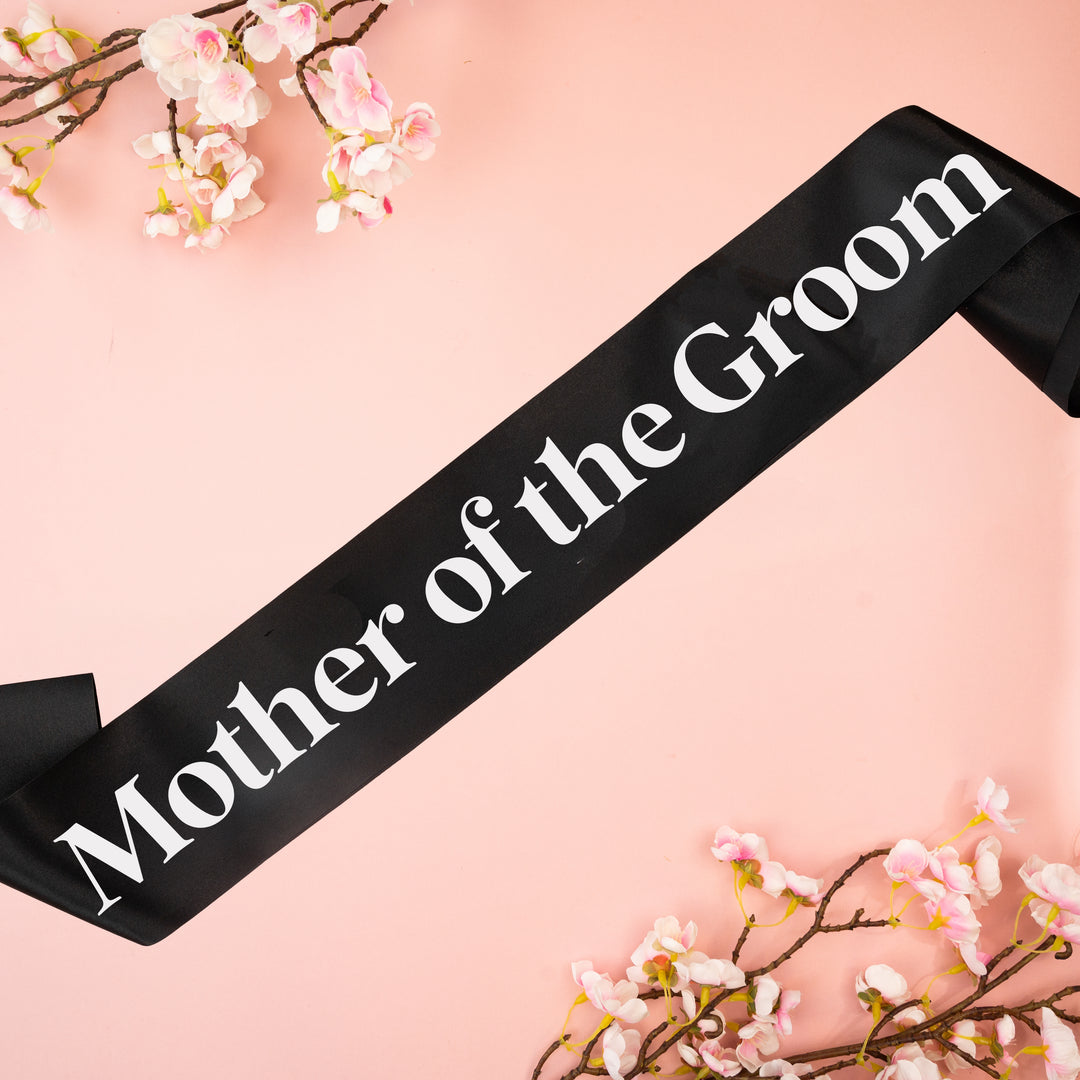 Mother of the Groom Black Satin Sash