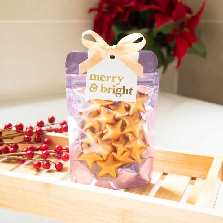 Merry & Bright Christmas Star Bath Pearl Pouch | 16 Pack