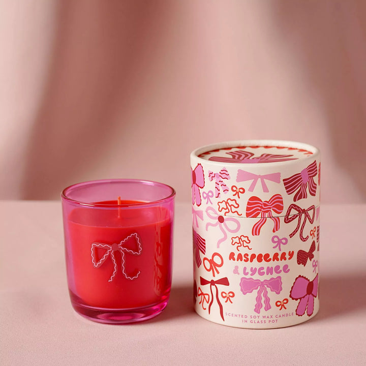 Raspberry Blossom Pink Glass Candle