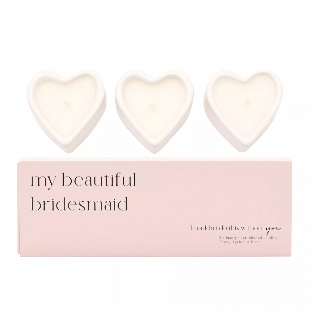 Bridesmaid Heart Candle Trio