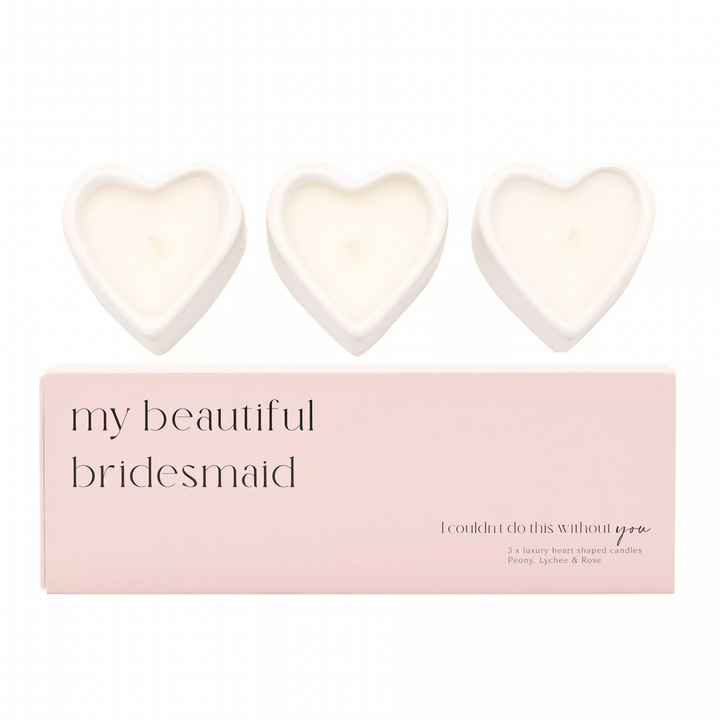 Bridesmaid Heart Candle Trio