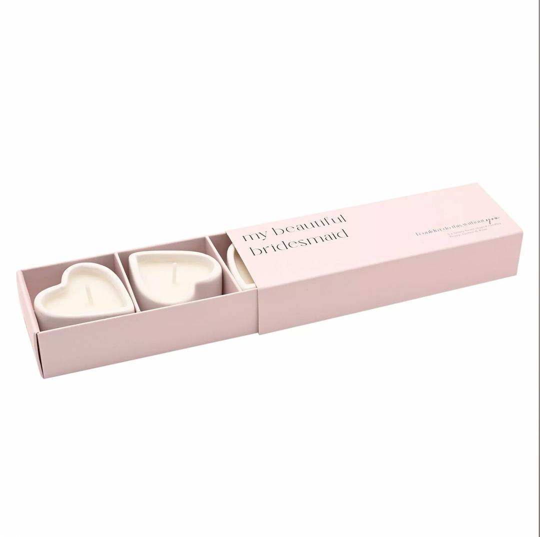 Bridesmaid Heart Candle Trio