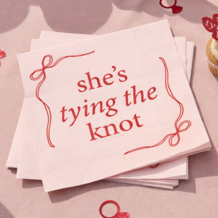 She's Tying The Knot Pink & Red Paper Napkins