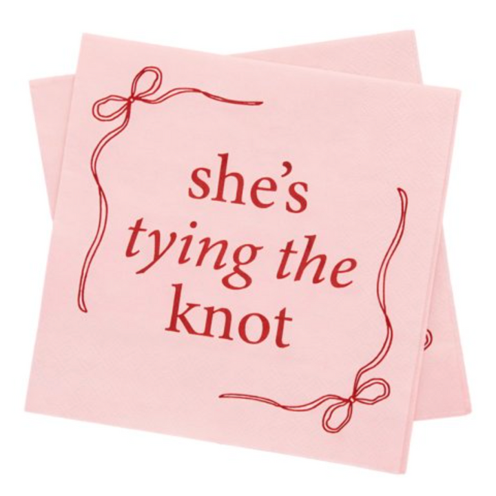 She's Tying The Knot Pink & Red Paper Napkins
