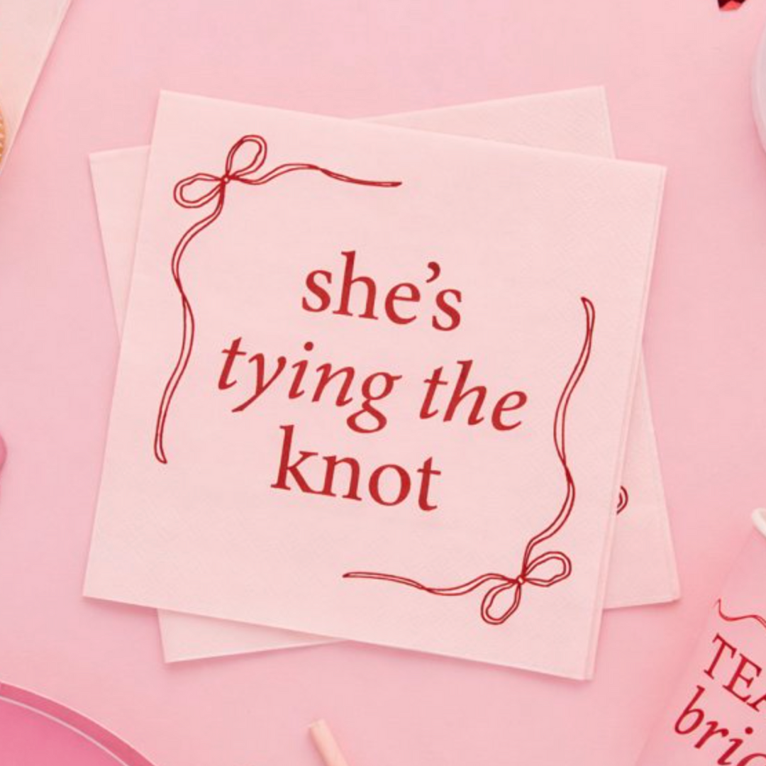 She's Tying The Knot Pink & Red Paper Napkins