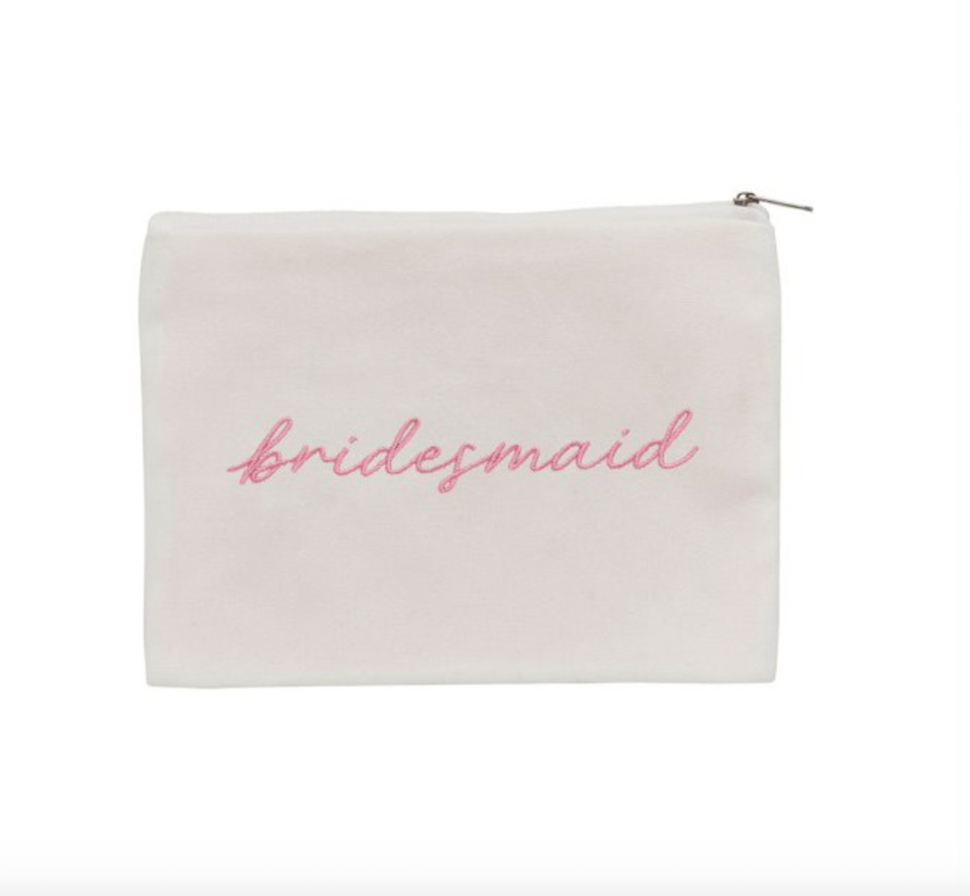 Embroidered Bridesmaid Cotton Pouch
