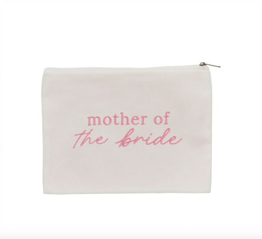 Embroidered Mother of the Bride Cotton Pouch