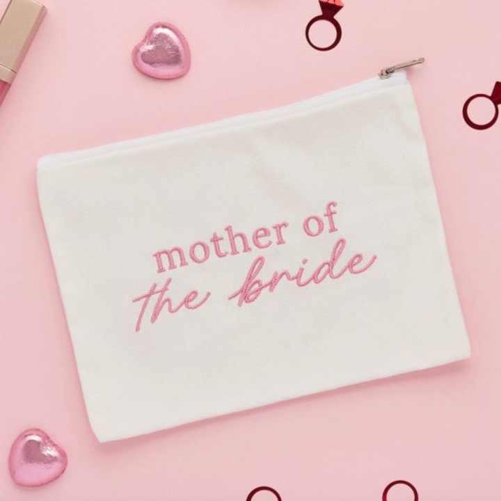 Embroidered Mother of the Bride Cotton Pouch
