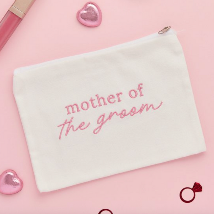 Embroidered Mother of the Groom Cotton Pouch