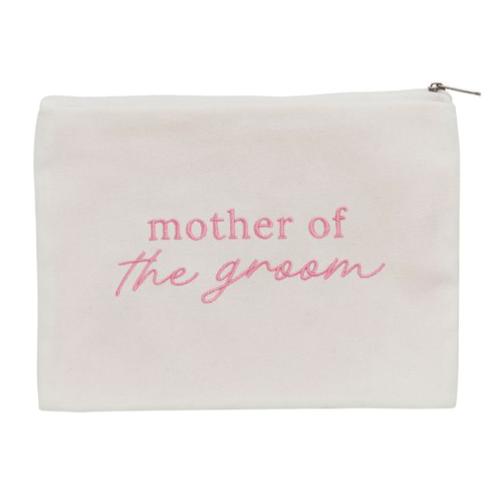 Embroidered Mother of the Groom Cotton Pouch