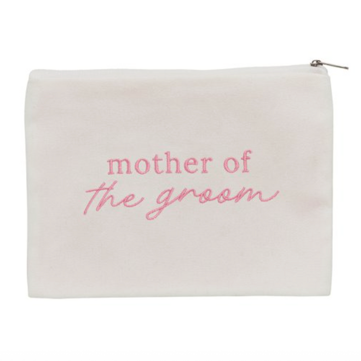 Embroidered Mother of the Groom Cotton Pouch