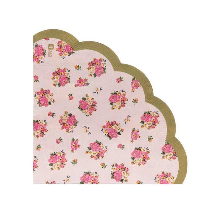 Vintage Style Pink Scalloped Paper Napkins