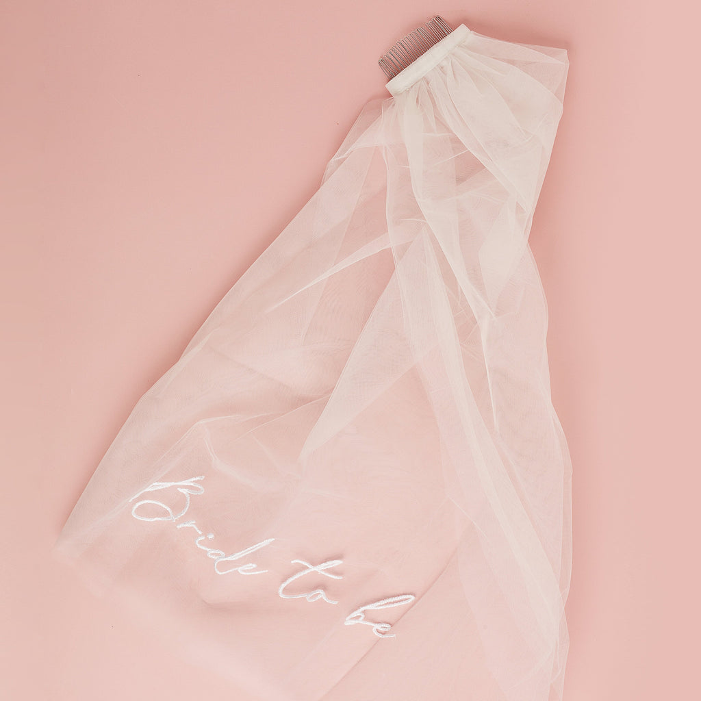 Embroidered Bride to Be Party Veil
