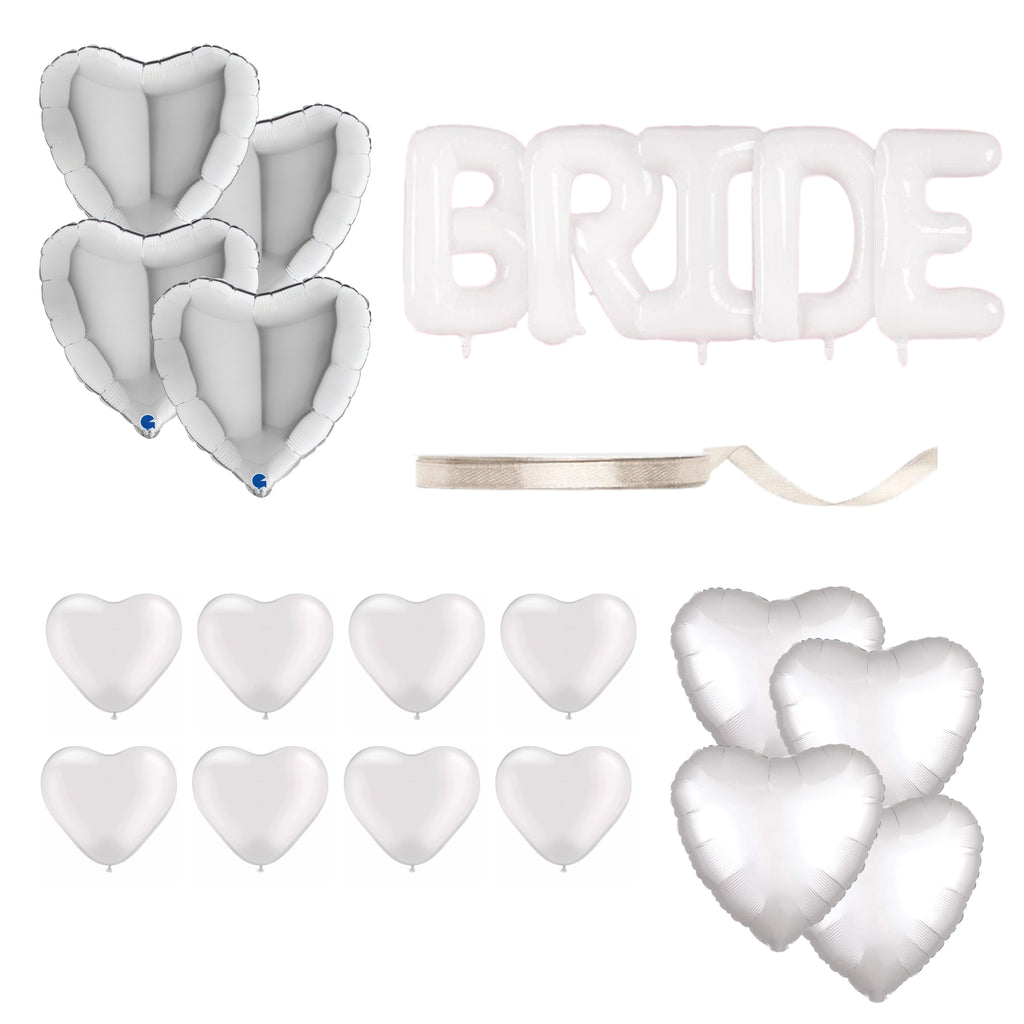 Bride Hen Party Room Balloon Set - White/Silver