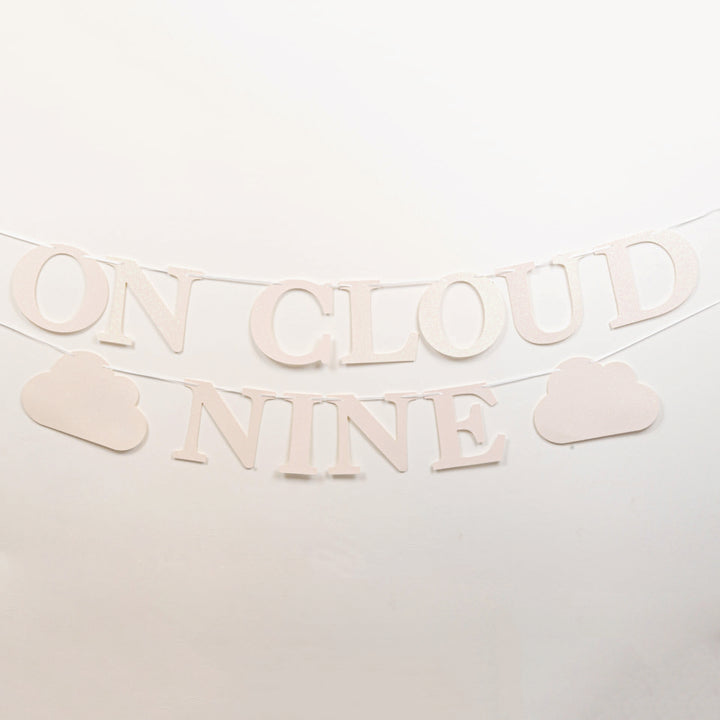 'On Cloud Nine' White Glitter Banner