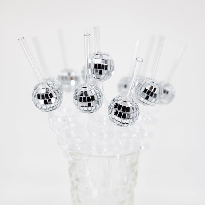 Silver Disco Ball Drink Straw