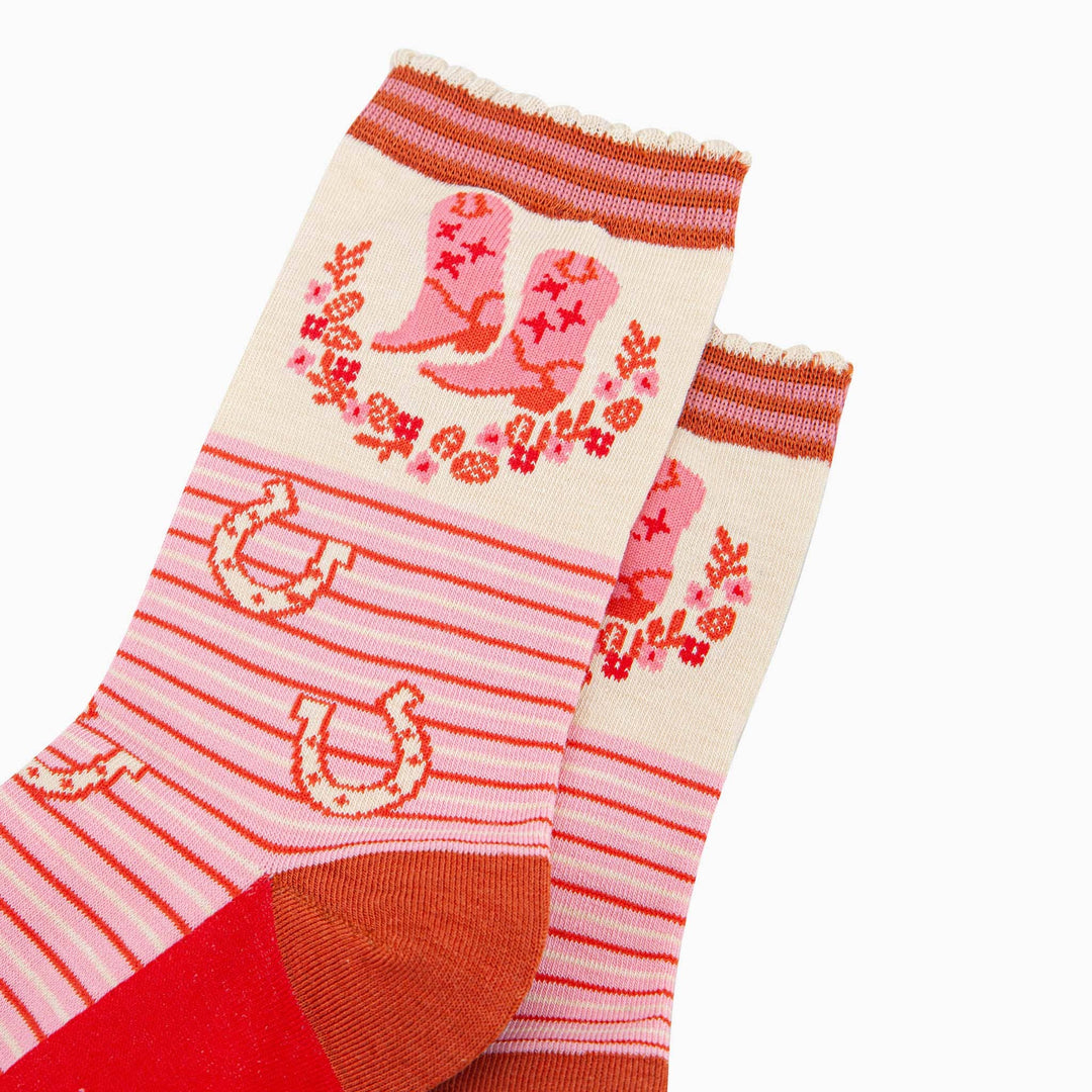Stripy Cowboy Boot Socks