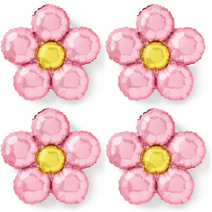 Foil Daisy Flower 17" Balloon - 4 Pack