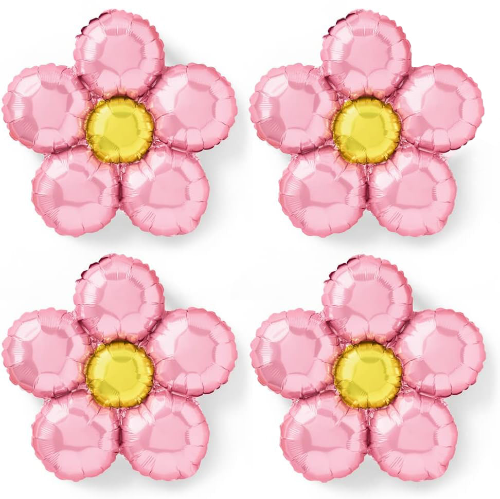 Foil Daisy Flower 17" Balloon 4 Pack