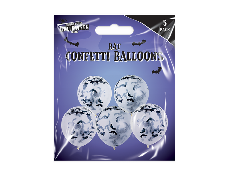 Bat Confetti Balloons 5pk 12in | 5 Pack