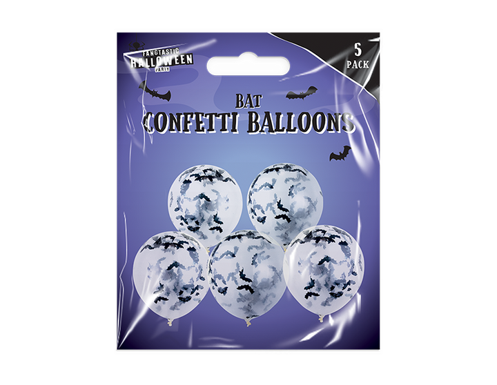 Bat Confetti Balloons 5pk 12in | 5 Pack