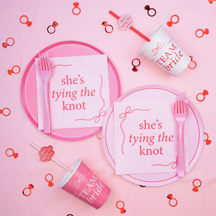 Tying The Knot Red & Pink Tableware Set | 8 Persons