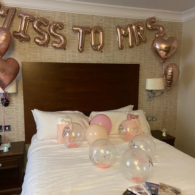 Miss to Mrs Rose Gold Letter Balloons