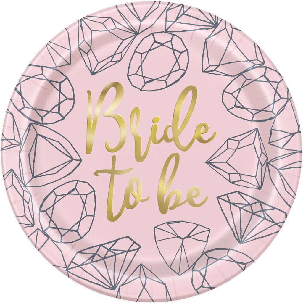 Diamond & Bride To Be Paper Plate 8 Pack