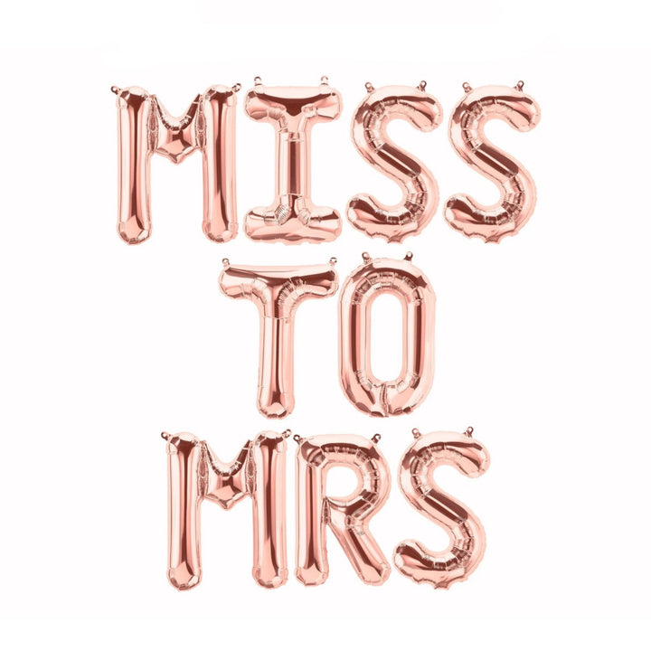 Miss to Mrs Rose Gold Letter Balloons