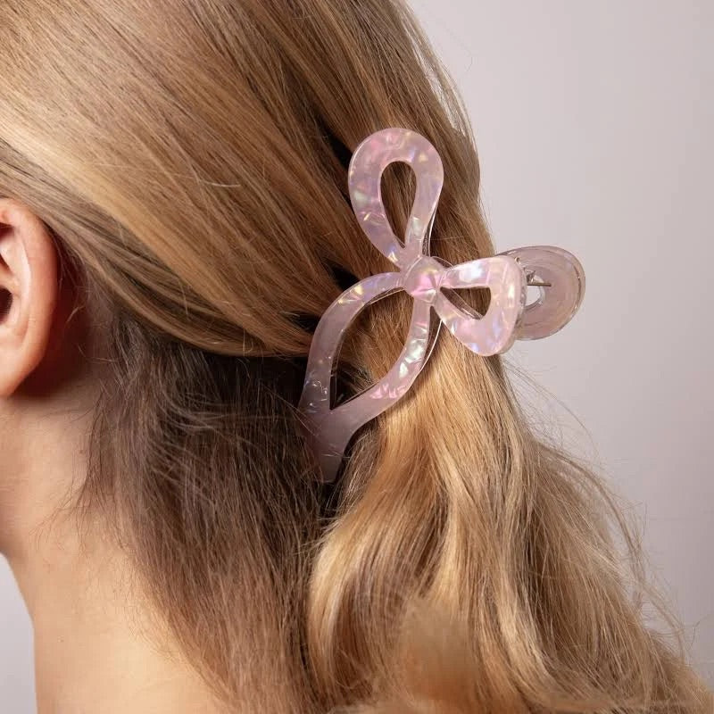 Pink Bow Hair Claw Clip