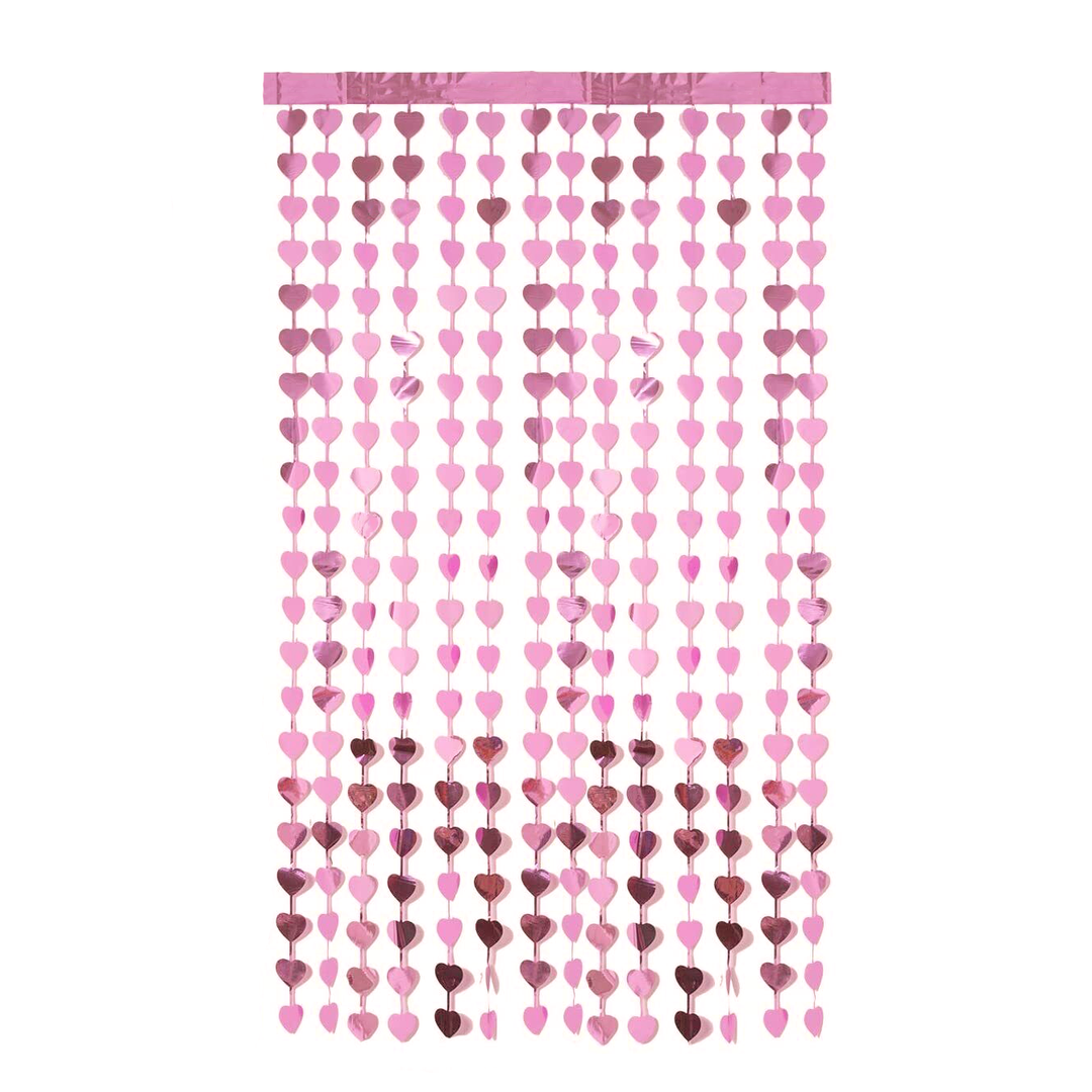 Pink Heart Foil Curtain Backdrop