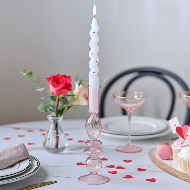 Pink Glass Bubble Candle Holder | Galentines Brunch