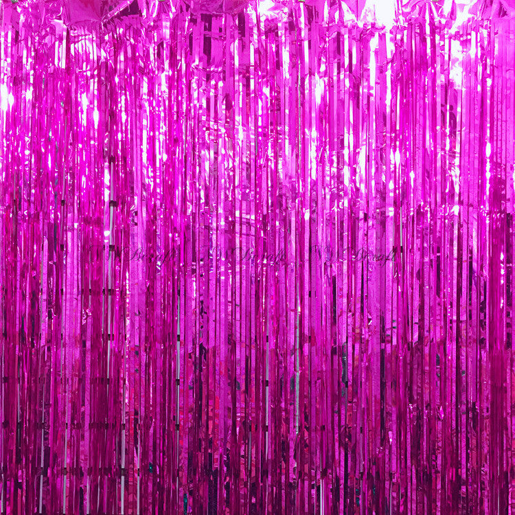 Hot Pink Foil Fringe Curtain Backdrop | 2 Pack