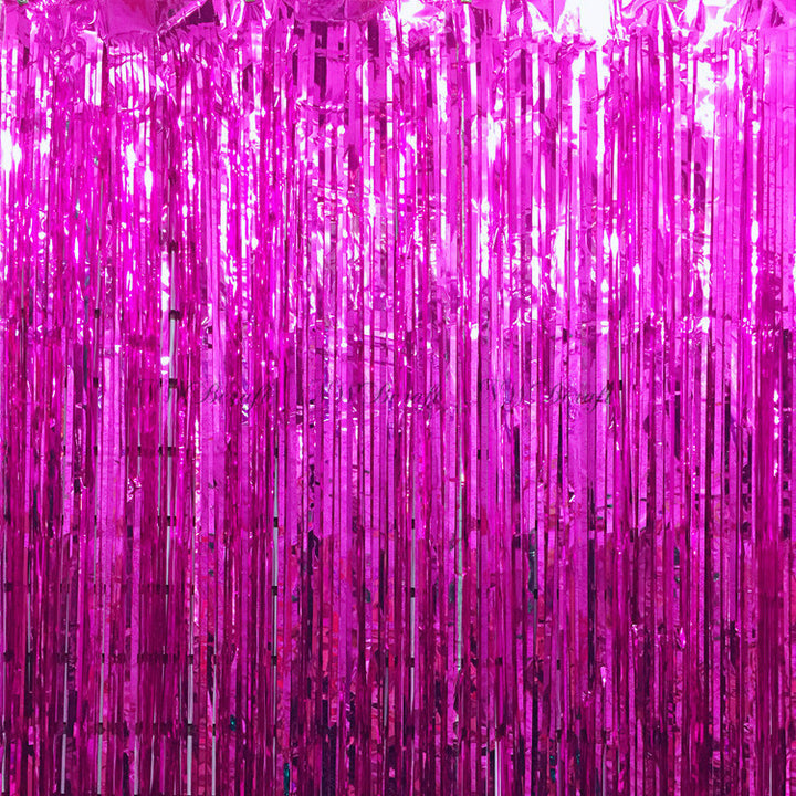 Hot Pink Foil Fringe Curtain Backdrop | 2 Pack