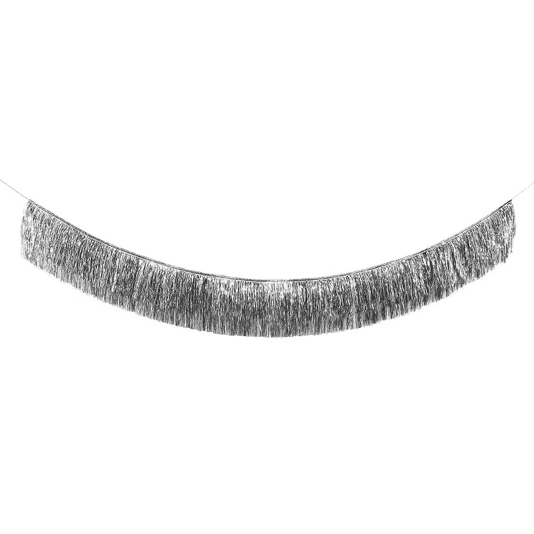 Silver Tinsel Fringe Garland Banner