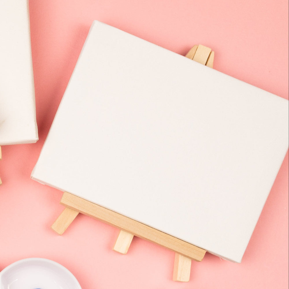 sip and paint blank canvas with easel