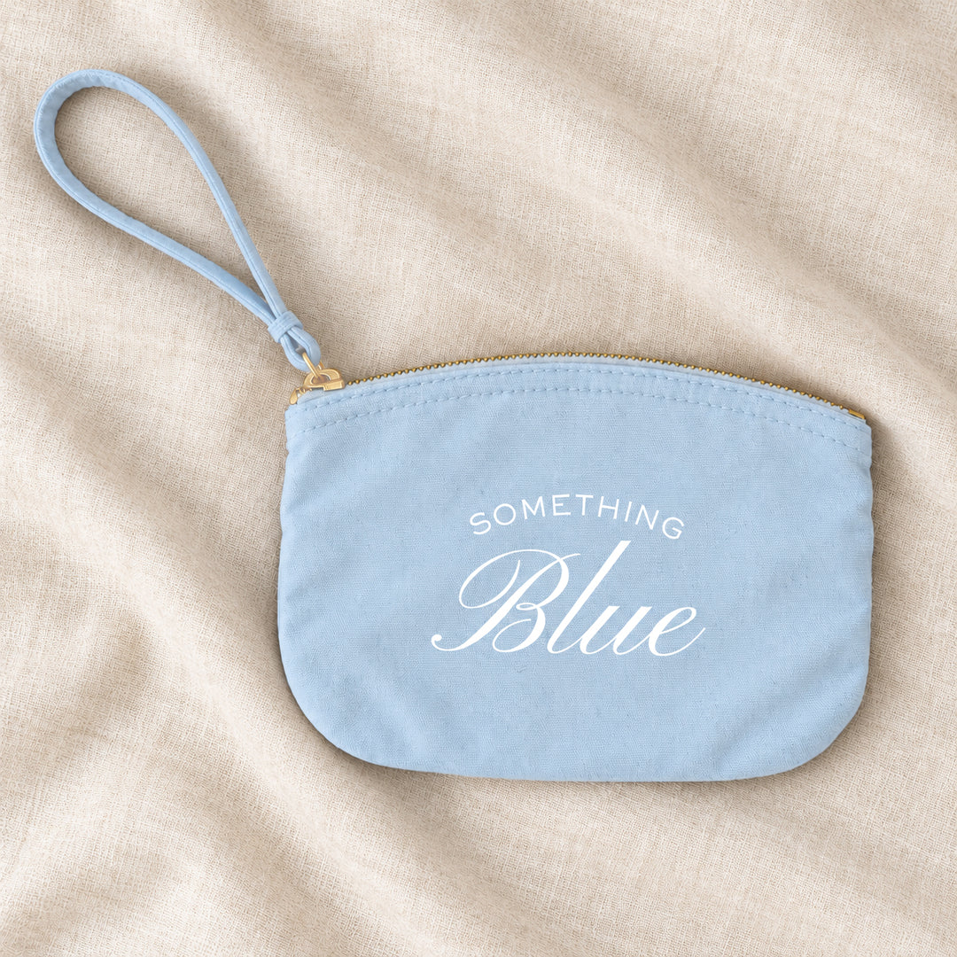 Something Blue Bridal Wristlet Cotton Pouch