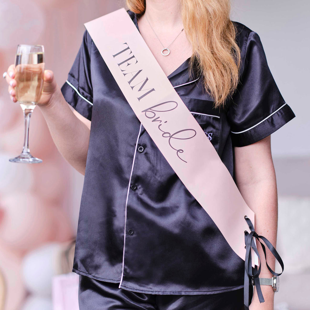 Team Bride Hen Party Sash Pink &