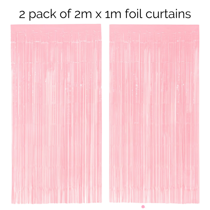 Pink Foil Fringe Curtain Backdrop | 2 Pack - Team Hen