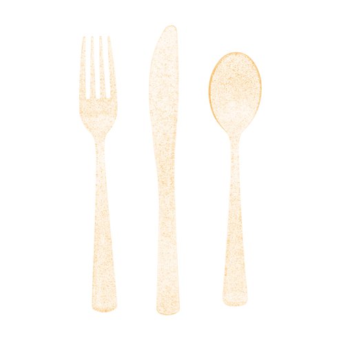 Gold Glitter Cutlery Set | 18 Piece Set - Team Hen