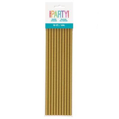 Gold Hen Party Paper Straws - 10 Pack - Team Hen