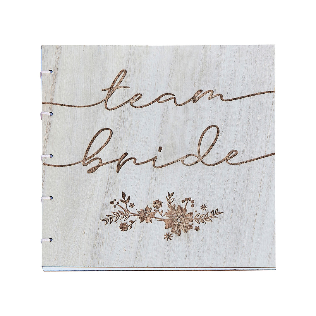 Wooden Boho Team Bride Guest Book - Team Hen