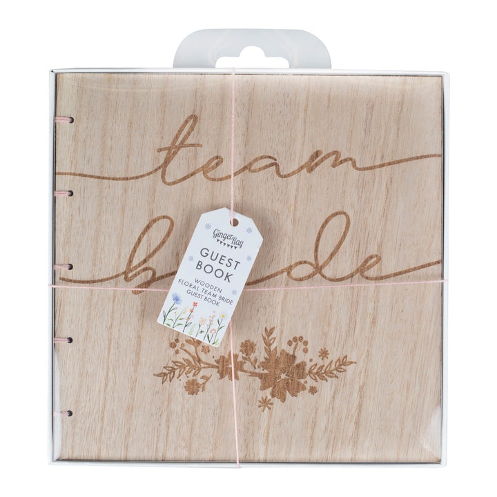 Wooden Boho Team Bride Guest Book - Team Hen