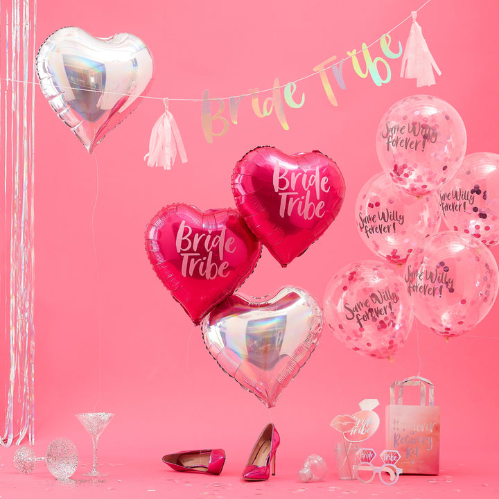 Bride Tribe Hen Party Heart Balloon Bundle - Team Hen