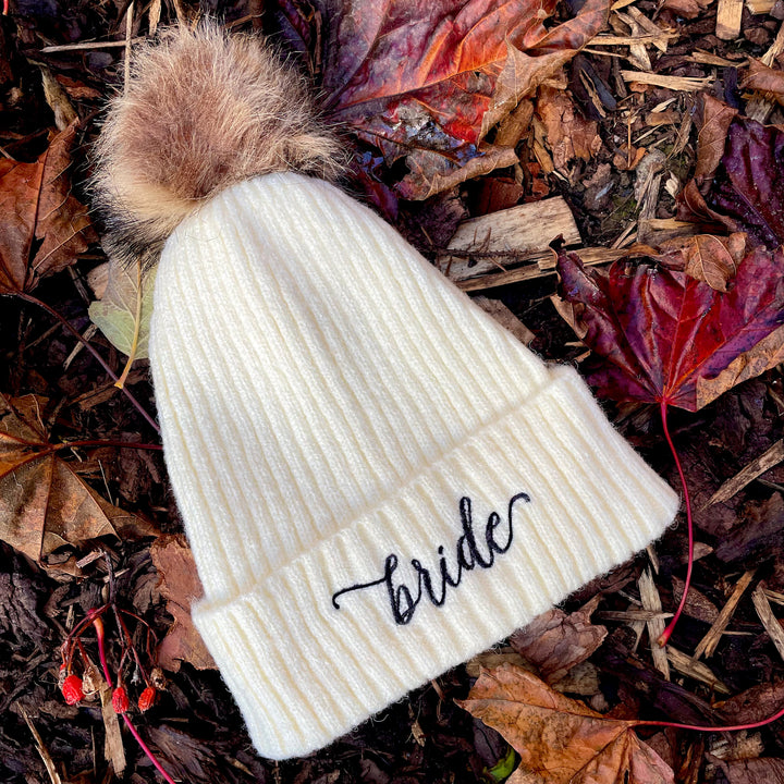 Bride Pom Pom Beanie Hat - Team Hen