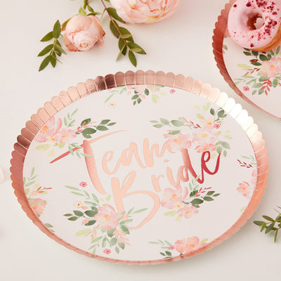 Team Bride Floral Paper Plate | Hen Party Plates - Team Hen
