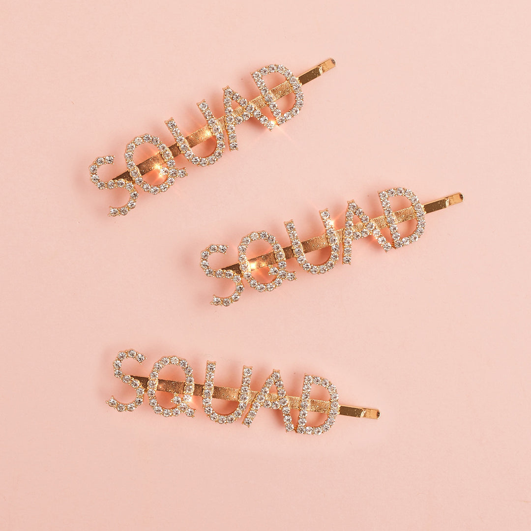 Squad Diamanté Hair Slide Gold - Team Hen