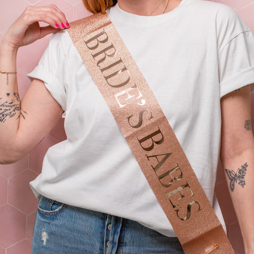 Bride's Babes Rose Gold Glitter Sash - Team Hen