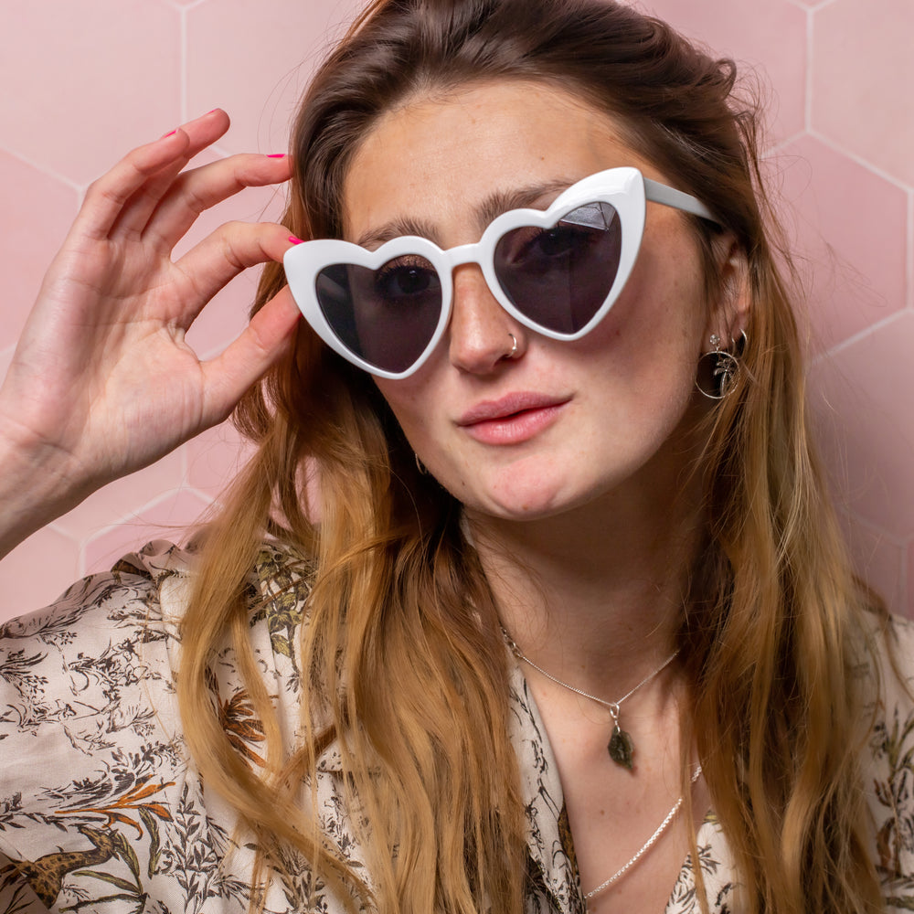 White Heart Shaped Sunglasses