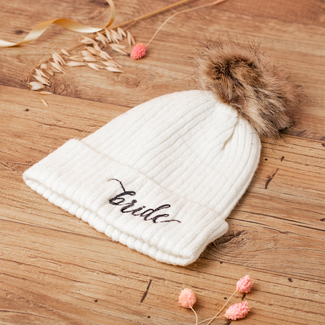 Bride Pom Pom Beanie Hat - Team Hen